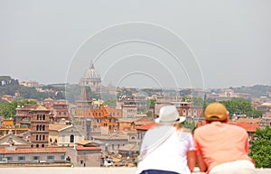 Rome sity view from Orange Trees Garden Giardino degli aranci Rome Italy