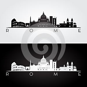 Rome skyline and landmarks silhouette