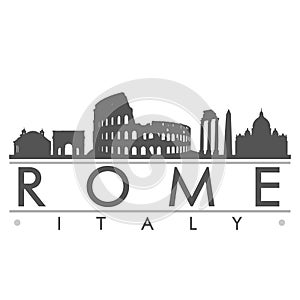 Rome Skyline Silhouette Design City Vector Art
