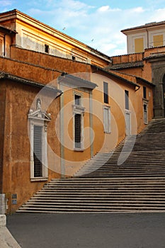Rome. Stairs and terracota walls photo