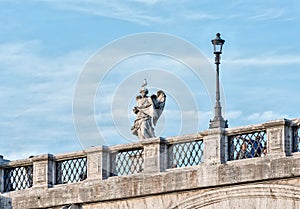 Rome street view sculpture Detail on Tevere bridge