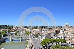 Rome summer cityscape, view of the downtown