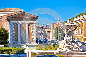 Rome. Temple of Portuno and acient landmarks of eternal city of Rome