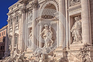 Rome Trevi Fountain in Rome, Italy. Most famous fountain of Rome. Architecture and landmark of Rome