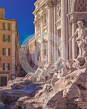 Rome Trevi Fountain in Rome, Italy. Most famous fountain of Rome. Architecture and landmark of Rome