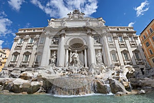 Rome Trevi Fountain sunny view