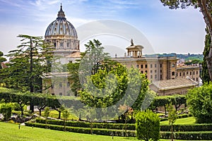 Rome, Vatican City, Italy - Panoramic view of St. PeterÃ¢â¬â¢s Basilica - Basilica di San Pietro in Vaticano - main dome by