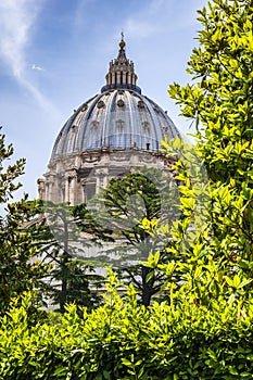 Rome, Vatican City, Italy - Panoramic view of St. PeterÃ¢â¬â¢s Basilica - Basilica di San Pietro in Vaticano - main dome by