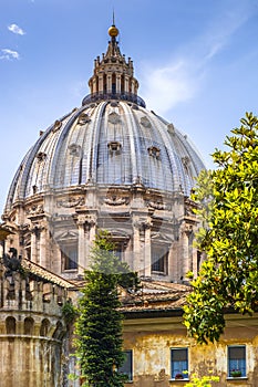 Rome, Vatican City, Italy - Panoramic view of St. PeterÃ¢â¬â¢s Basilica - Basilica di San Pietro in Vaticano - main dome by