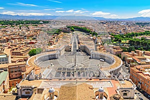 Rome Vatican Italy, city skyline at St. Peter`s Square