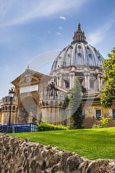 Rome, Vatican, Italy - Panoramic view of St. PeterÃ¢â¬â¢s Basilica - Basilica di San Pietro in Vaticano - main dome by Michelangelo