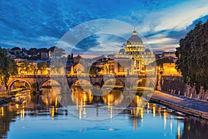 Rome Vatican Italy, sunset city skyline