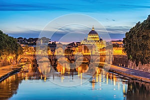 Rome Vatican Italy sunset at Tiber River