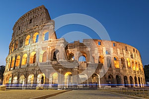 Rome. View of the Coliseum at blue hour