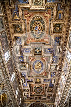 Rome - wooden ceiling (1592 - 1594) in church Chiesa San Marcello al Corso designed by Carlo Francesco Lambardi. photo