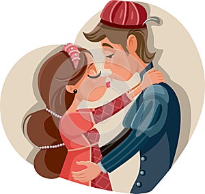Romeo and Juliet Kissing Vector Illustration