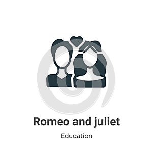 Romeo and juliet vector icon on white background. Flat vector romeo and juliet icon symbol sign from modern literature collection