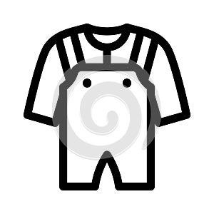 Romper baby suit dungaree icon on white background. Linear style sign for mobile concept and web design.