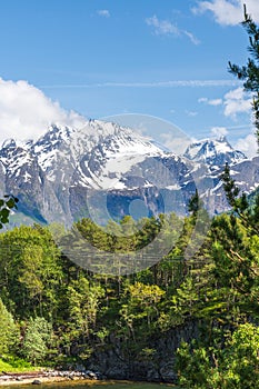 Romsdalsalpane or the Romsdal Alps a mountain range surrounding the Romsdalen valley in MÃ¸re og Romsdal county, Norway.,