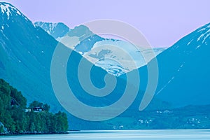 Romsdalsalpane or the Romsdal Alps a mountain range surrounding the Romsdalen valley in MÃ¸re og Romsdal county, Norway.,