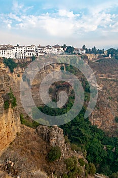 Ronda is located on a deep gorge where the river Tagus passes. Malaga. Andalusia. Spain.