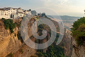 Ronda is located on a deep gorge where the river Tagus passes. Malaga. Andalusia. Spain.