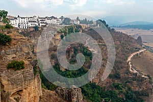 Ronda is located on a deep gorge where the river Tagus passes. Malaga. Andalusia. Spain.