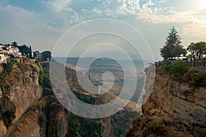 Ronda is located on a deep gorge where the river Tagus passes. Malaga. Andalusia. Spain.