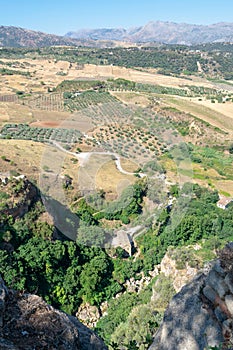 Ronda is located on a deep gorge where the river Tagus passes. Malaga. Andalusia. Spain. July 18, 2021