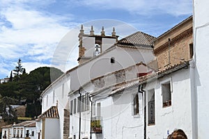 Ronda, Andalusian town in Spain at the Puente Nuevo Bridge over the Tajo Gorge, pueblo blanco