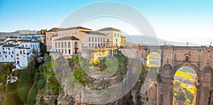 Ronda town and Puente Nuevo Bridge skyline, Andalusia landscape, Spain