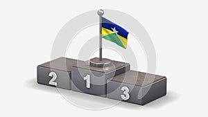 Rondonia 3D waving flag illustration on winner podium.