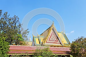 Roof of the archirtecture in Royal Palace Cambodia, Phnom Penh, Cambodia.