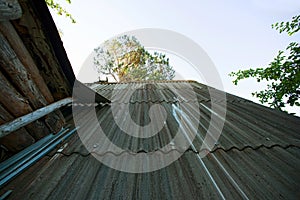 Roof of asbestos sheet