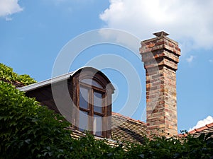 Roof with attic and chimney