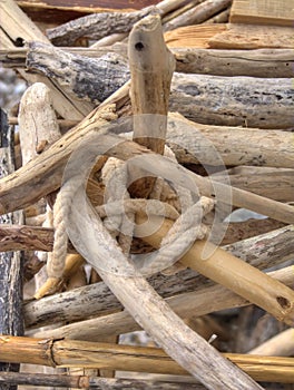 Roof of barrack on beach. photo