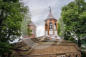 Roof and bell tower of Sveti Nikola Saint Nicholas church in Dryanovo, Bulgaria.