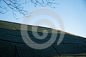 Roof on blue sky background, design element, backdrop for web site or mobile devices