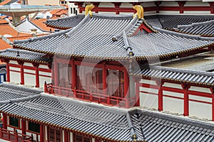 Roof of Buddha Tooth Relic Temple at China town, Singapore