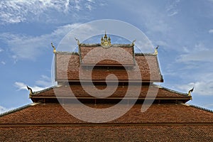 Roof of a buddistischen temple, Laos