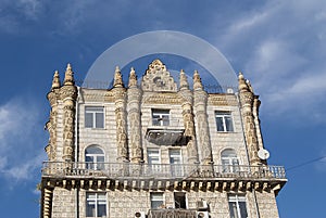 The roof building blue sky clouds