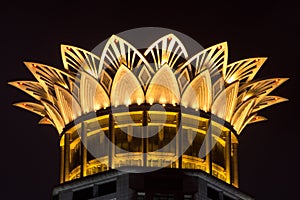 The roof of the bund center building on night,Shanghai