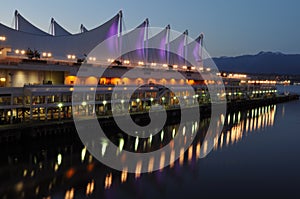 The roof of Canada place at night, vancouver photo