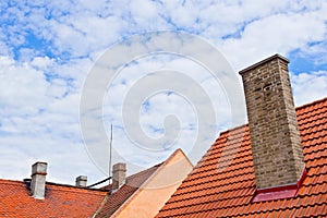 Roof with chimneys