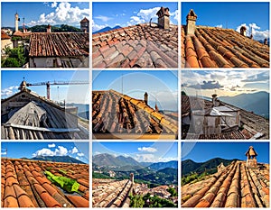 Italian Roofing Nine Photos Collage Background
