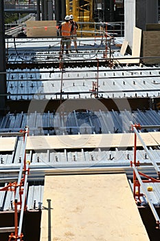 Roof construction workers