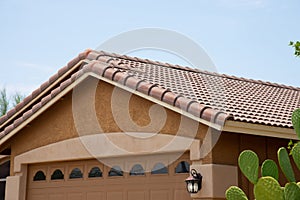 the roof is covered with tiles house red detail