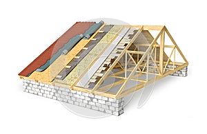 Roof covering cross section with all layers