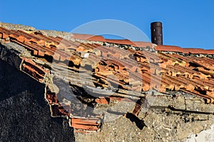 Roof damaged damaged tiles