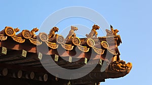 Roof decorations. Forbidden City. Beijing. China.
